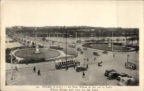 Ak Tours Indre et Loire, Le Pont Wilson et vue sur la Loire
