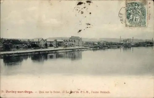 Ak Juvisy sur Orge Essonne, La Seine, le pont du P.L.M., l'usine Deutsch