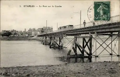 Ak Étaples Pas de Calais, Le Pont sur la Canche