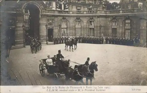 Ak Paris, Le Roi et Reine de Danemark, 1907