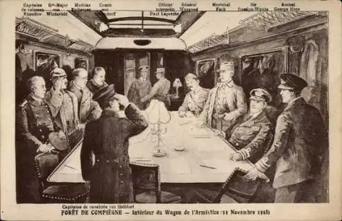 Ak Compiègne Oise, Interieur du Wagon de l'Armistice 1918