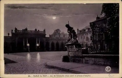 Ak Nancy Meurthe et Moselle, La Nuit, Arc de Triomphe