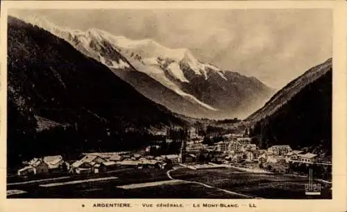Ak Argentière Haute Savoie, Vue generale, Mont-Blanc