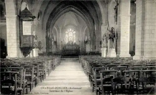 Ak Château Porcien Ardennes, Interieur de l'Eglise