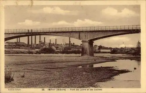 Ak Curty par Imphy Nievre, Pont de Loire et les Usines