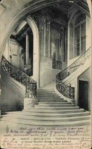 Ak Nancy Meurthe et Moselle, Hotel de Ville, Vestibule d'honneur, Grand Escalier