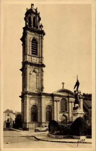 Ak Langres Haute Marne, Eglise St. Martin, Statue de Jeanne d'Arc
