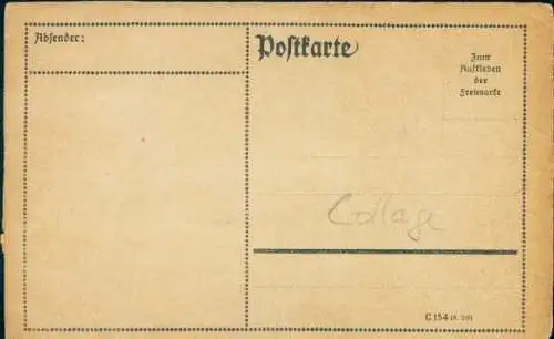 Stoff Ak Vermenschlichtes Tier, Haus, Collage