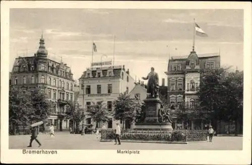 Ak Bremerhaven, Marktplatz, Denkmal