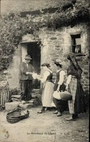 Ak Händler, Kaninchenverkäufer, Frauen in Tracht