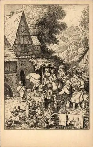 Künstler Ak Richter, Ludwig, Unser tägliches Brot, Zur Mühle