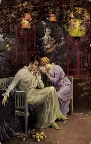 Künstler Ak Borrmeister, R., Das letzte Lied, weinende Frau