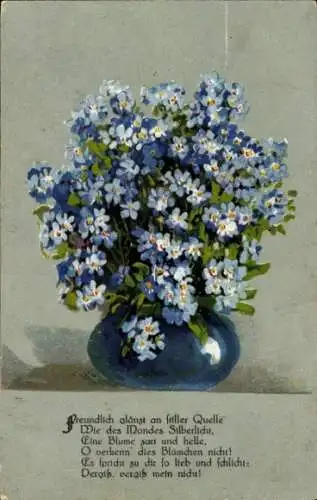 Ak Vergissmeinnicht in einer blauen Vase