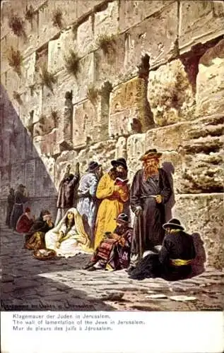 Künstler Ak Perlberg, F., Jerusalem Israel, Juden an der Klagemauer