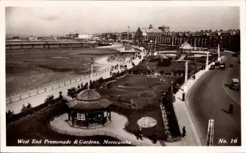 Ak Morecambe Lancaster Lancashire England, West End Promenade, Gärten