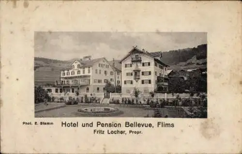 Passepartout Ak Flims Kanton Graubünden Schweiz, Hotel-Pension Bellevue