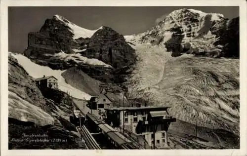 Ak Eigergletscher im Kanton Bern, Station der Jungfraubahn