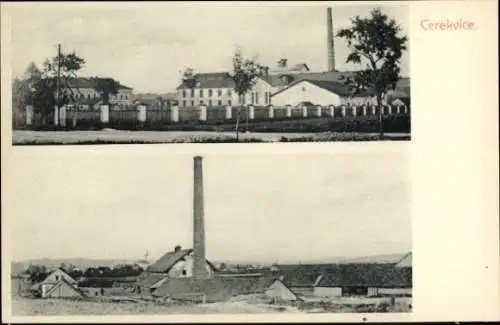 Ak Cerekvice nad Bystřicí Region Königgrätz, Gesamtansicht, Schornstein, Häuser