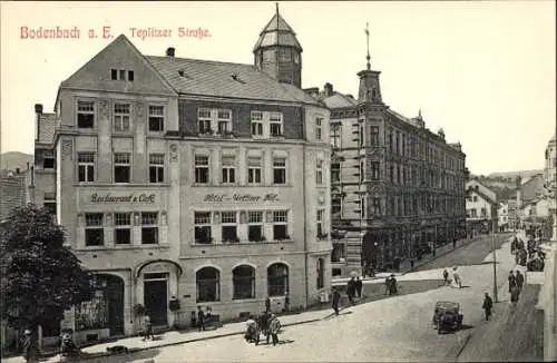 Ak Podmokly Bodenbach Děčín Tetschen an der Elbe Region Aussig, Teplitzer Straße, Hotel