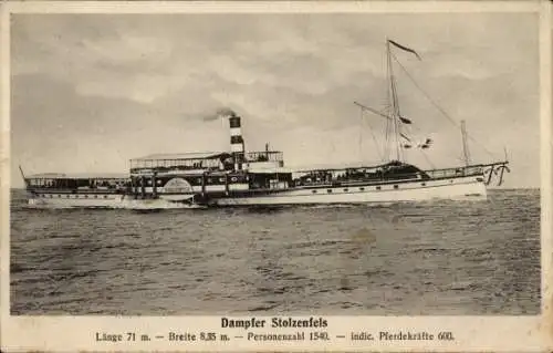 Ak Dampfer Stolzenfels, Köln Düsseldorfer Rheindampfschifffahrt