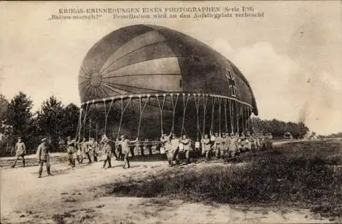 Ak Fesselballon wird an den Aufstiegplatz verbracht, I WK