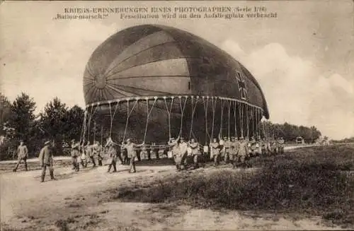 Ak Fesselballon wird an den Aufstiegplatz verbracht, I WK