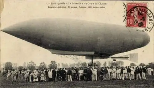 Ak Le dirigeable Le Lebaudy au Camp de Chalons