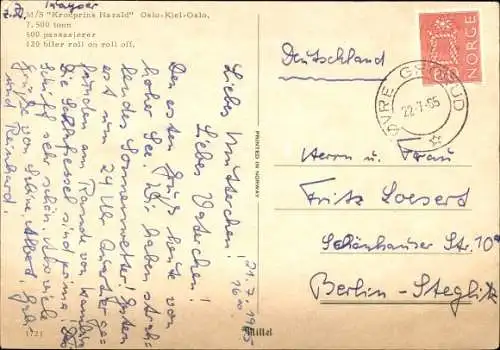 Ak Fährschiff MS Kronprins Harald, Linie Oslo Kiel, Innenansicht