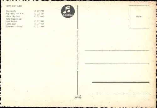 Ak Sänger Cliff Richard, Portrait