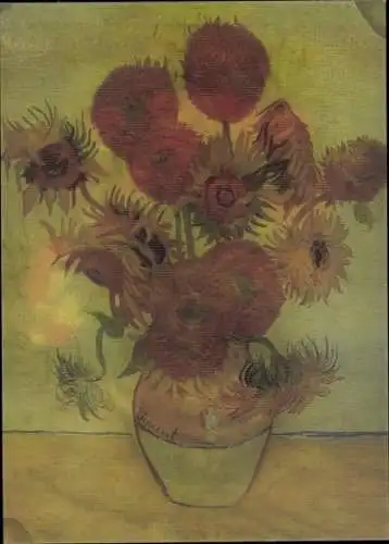 3-D Künstler Ak Gogh, V. van, Sonnenblumen, Blumenvase