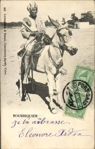Ak Ägypten, Reiter auf einem Esel