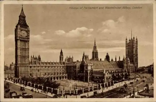 Ak City of Westminster London England, The Houses of Parliament, Westminster Abbey