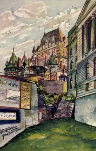 Ak Quebec Kanada, Chateau Frontenac vom Montmorency Park aus gesehen