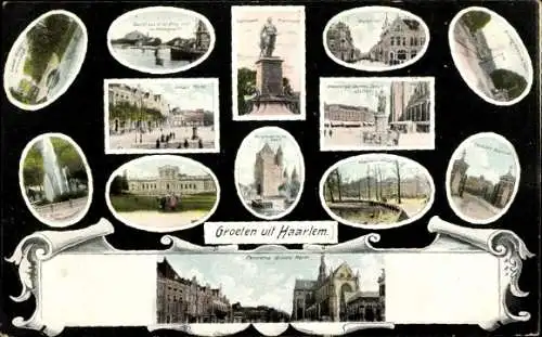 Ak Haarlem Nordholland Niederlande, Kirche, Denkmal, Schloss, Fontäne, Kaserne