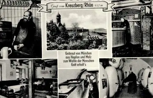 Ak Bischofsheim an der Rhön, Franziskaner Kloster Kreuzberg, Brauerei, Kessel, Speiseraum