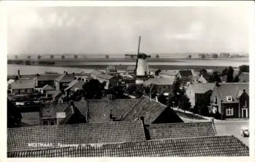 Ak Westmaas Südholland, Panorama, Windmühle