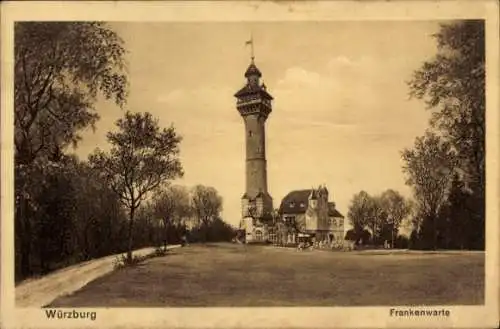 Ak Würzburg am Main Unterfranken, Frankenwarte, Aussichtsturm