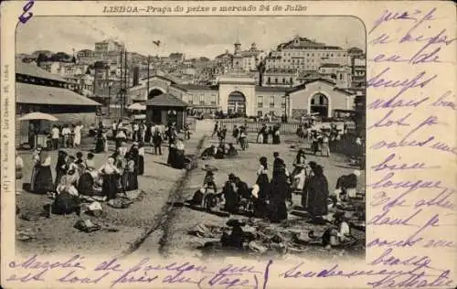 Ak Lisboa Lissabon Portugal, Praca do peixe e mercado 24 de Julho, Marktplatz