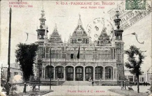 Ak Milano Mailand Lombardia, Esposizione 1906, Padiglione del Belgio