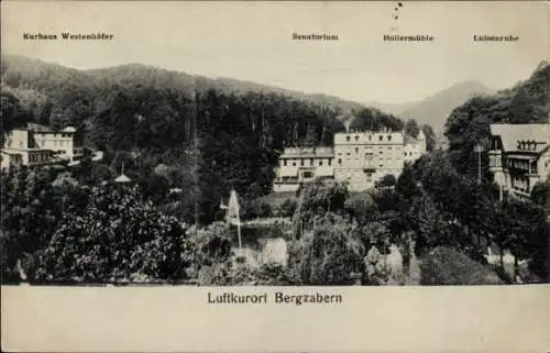 Ak Bad Bergzabern an der Weinstraße Pfalz, Kurhaus Westenhöfer, Sanatorium, Hollermühle, Luisenruhe