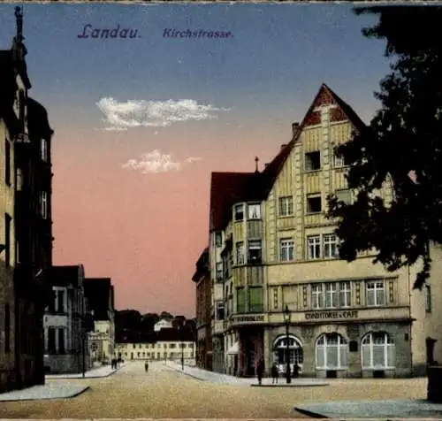 Ak Landau in der Pfalz, Kirchstraße, Conditorei, Café