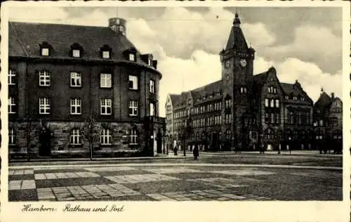 Ak Hamborn Duisburg im Ruhrgebiet, Rathaus, Post