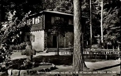 Ak Neidenfels Pfalz, Lambertskreuzhütte, Waldhaus mit Pension