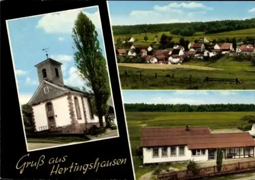 Ak Hertingshausen Wohratal Hessen, Gesamtansicht, Kirche