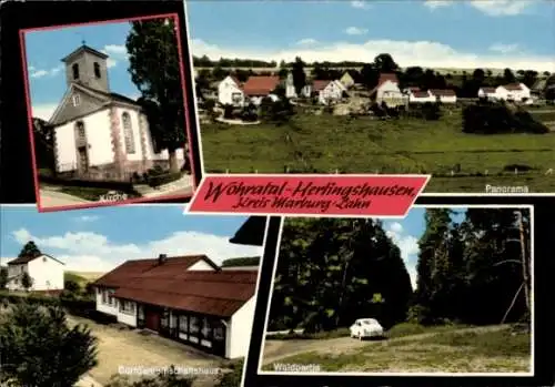 Ak Hertingshausen Wohratal Hessen, Kirche, Panorama, Dorfgemeinschaftshaus, Auto