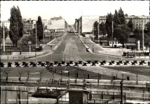 Ak Berlin Tiergarten, Potsdamer Platz, innerdeutsche Grenze, Mauer, Stacheldraht