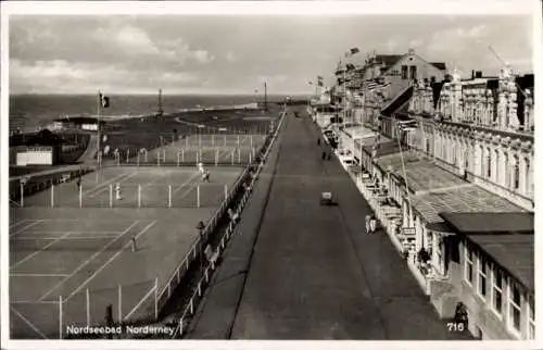 Ak Nordseebad Norderney Ostfriesland, Promenade, Tennisplätze