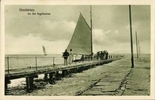 Ak Nordseebad Norderney Ostfriesland, Segelbuhne, Segelschiff