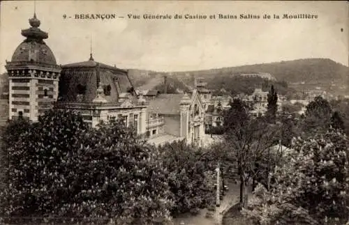 Ak Besançon Doubs, Gesamtansicht des Casinos und der Bains Salins de la Mouilliere