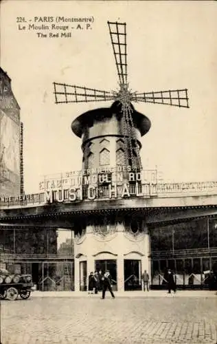 Ak Paris XVIII Montmartre, Le Moulin Rouge, Boulevard de Clichy, Place Blanche, Music Hall